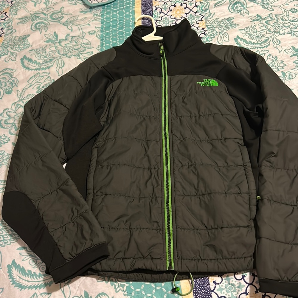 North Face black, gray and green jacket